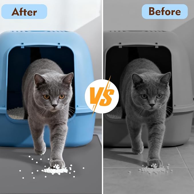 Cat Litter Mat 24" x 16",Soft Silicone Material, Easy Clean Waterproof No Slip Litter Tray Mat, Durable Cat Mat For Indoor,Garden
