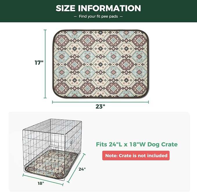 FXW Washable Pee Pads for Dogs, Super Absorbent, 17" x 23", 2 Packs | Machine washable, Non-slip backing