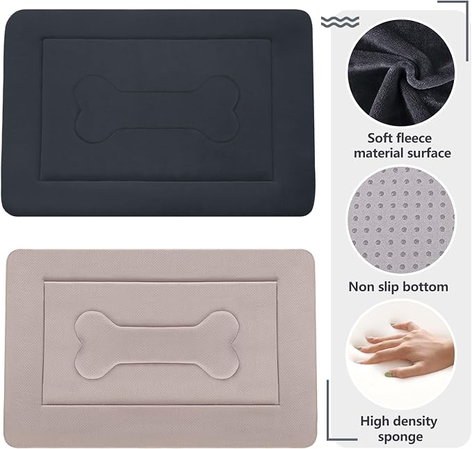 Dog Bed Soft Dog Crate Pad Mat for Medium/Large Dogs, 36 in Non-Slip Bottom Washable Dog Sleeping Mattress Pet Beds Cat Bed Kennel Pad, Dark Blue Gray