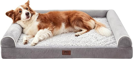 WESTERN HOME Large Dog Bed, Orthopedic Dog Beds for Senior Dogs, Waterproof XXL Pet Beds with Washable Removable Cover, Extra Large Soft Nonskid Bottom Pet Sofa Couch, 50in, Grey