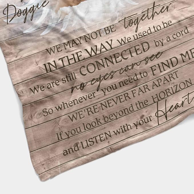 Personalized Memorial Fleece Blanket with Dog Cat Photo Always My Doggie Always My Angel Halo Wing Cloud Blanket Custom Pet Sympathy Remembrance Gift for Family and Friends 40X50 Inch