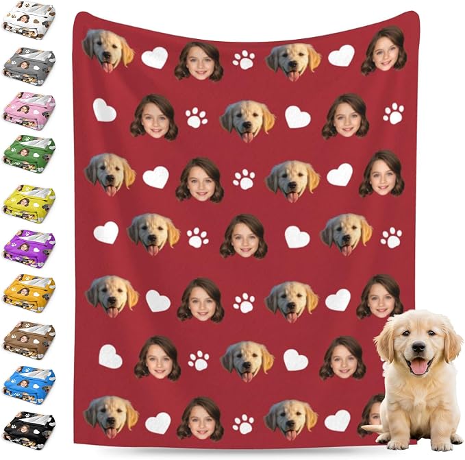 Nxwdwqa Personalized Dog Blanket Throws with Photos, Custom Pet Name Blanket, Dog Gifts for Pet Lovers, Customized Puppy Blanket for Adult Kid Birthday Christmas Fathers Mothers Valentines Gift
