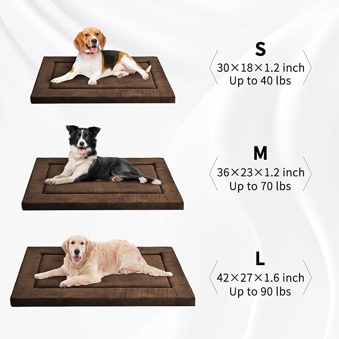Dog Bed for Crate, Small Dog Crate Beds, Washable Pet Bed Mat Kennel Pad | 30" Medium Pet Beds Mat W/ Soft Wavy Plush Comfortable Anti-Slip Sleeping Mattress for Dogs & Cats