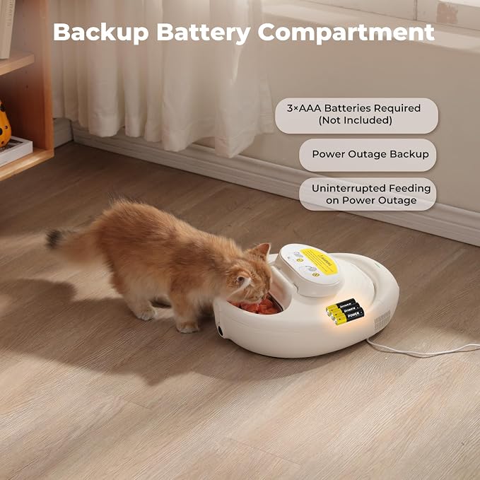 UBPET Smart Automatic Cat Feeder with Cooling & Heating, APP Control Dual-Temp Feeder for Wet/Dry/Raw Food, 24H Freshness, 4-Grid Tray, Anti-Pinch for Cats & Small Dogs (2-10kg)