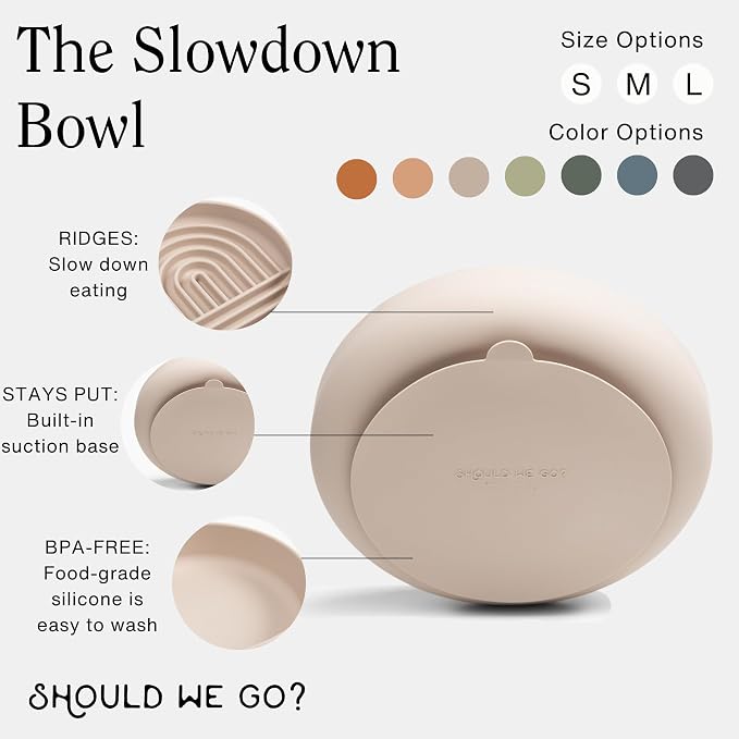 Should We Go? Slow Feeder Dog Bowls - Large Size Silicone Slow Eating Dog Bowl for Puppies & Dogs with Suction Cup -Dishwasher-Safe, Lick Mat Design, Reduces Gulping,for All Breeds,9.5”x1.5”- Ocean