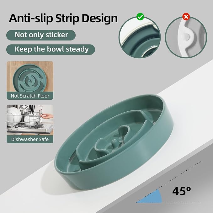 Havniva Ceramic Slow Feeder Dog Bowls, 0.9 Cups Dog Bowl Slow Feeding for Small Breed, 6.1inch Puzzle Dog Food Bowl Slow Feeder Non-Slip Anti-Gulping and Anti-Choking Reduces Bloating