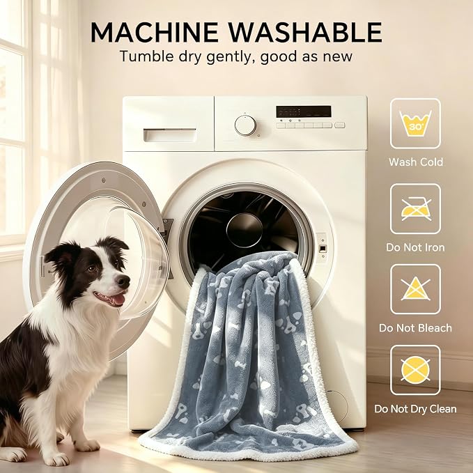 Luciphia Waterproof Pet Blankets for Couch Sofa Bed Cover Cat Liquid Pee Proof Washable Soft Fluffy Large Dog Blanket Reversible Furniture Protection Puppy Grey Bone Thicken Small（40" x 28"）