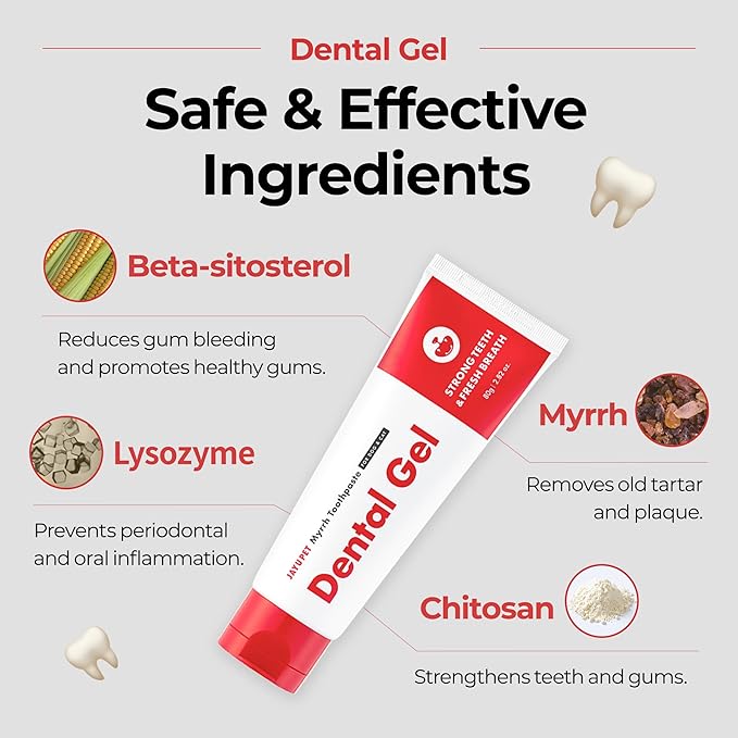JAYU PET Dental Gel - Dog Cat Toothpaste, Removing Plaque and Tartar, Teeth Cleaning & Breath Freshener, Puppy Kitten Dental Care with Vet Approved (2.8 Ounce)