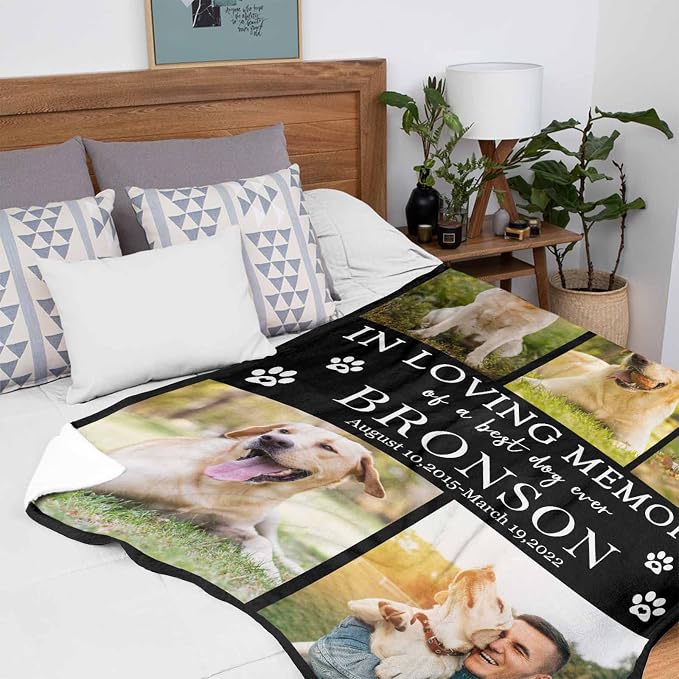 InterestPrint Personalized Loss of Pet Dog Throw Blankets in Loving Memory of A Best Dog Ever Blanket Custom Memorial Dog Blankets with Beloved Photo Remembrance Blanket Gift 50X60 Inch
