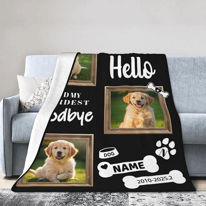 Nxwdwqa Personalized Dog Blanket Throws with Photos, Custom Pet Blanket, Dog Gifts for Pet Lovers, Customized Puppy Blanket for Adult Kid Birthday Christmas Fathers Mothers Valentines Gift