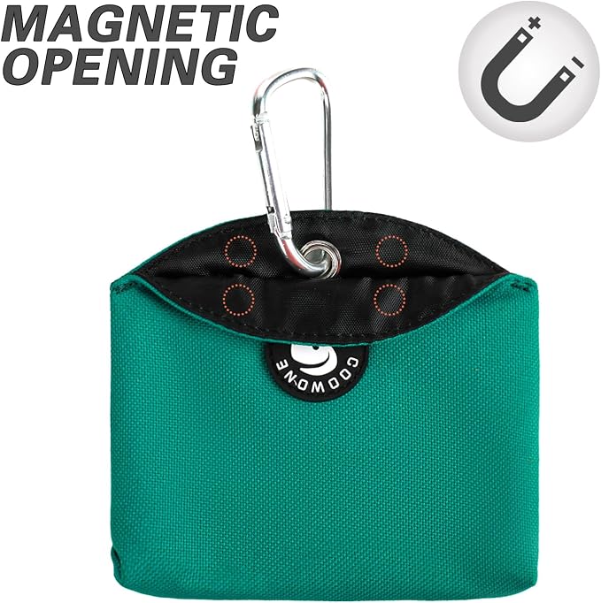 Dog Treat Pouch Magnetic Closure Small Dog Training Treat Pouch Pocket Sized Small Dog Treat Pouch with Clip (Green)