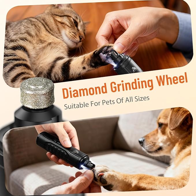 Electric Dog Nail Grinder: Upgraded 5-Speed Quiet Dog Nail Trimmer-Safe Painless Nail File for Claw Trimming & Grooming Care at Home for Dogs & Cats