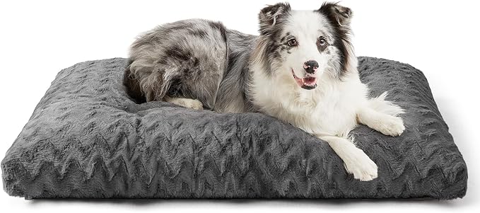 EHEYCIGA Washable Dog Bed for Crate 36x27 Inch, Anti-Slip L Plus Kennel Pad for Dogs Up to 55 lbs, Plush and Comfy Pet Sleeping Mat, Charcoal