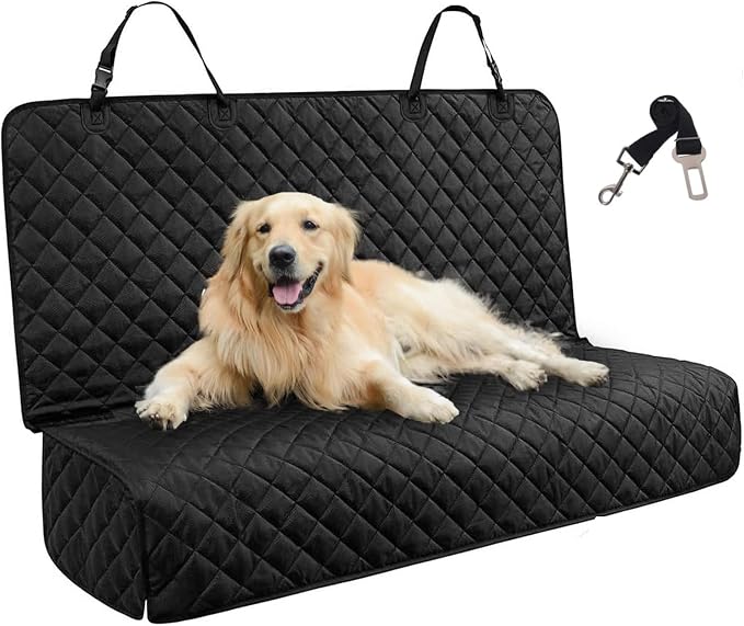 JSTHT Dog Car Seat Cover for Back Seat, Waterproof Bench Seat Cover Protector Nonslip Durable Soft Pet Dog Back Seat Cover for Car, Truck, & SUV, Universal Size (Black)