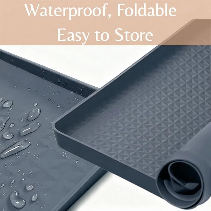 Cat Litter Mat, Extra Large 51"x25.6" Silicone Litter Box Mat, High Edge | Kitty Litter Mat for Auto Litter Box Areas, Waterproof Non-Slip Litter Mat, Easy Clean, Raised Lip Contains Multi-Cat Mess