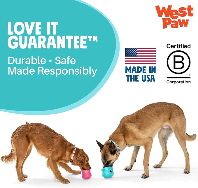 WEST PAW Zogoflex Toppl Interactive Treat Dispensing Puzzle Dog Toy for Mental Stimulation & Enrichment-Holds Kibble & Treats-Lickable, Freezable & Dishwasher Safe-Made in USA-Small-Teal