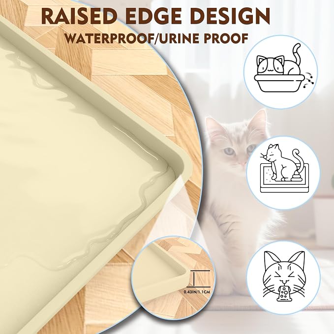 Cat Litter Mat 24" x 16",Soft Silicone Material, Easy Clean Waterproof No Slip Litter Tray Mat, Durable Cat Mat For Indoor,Garden