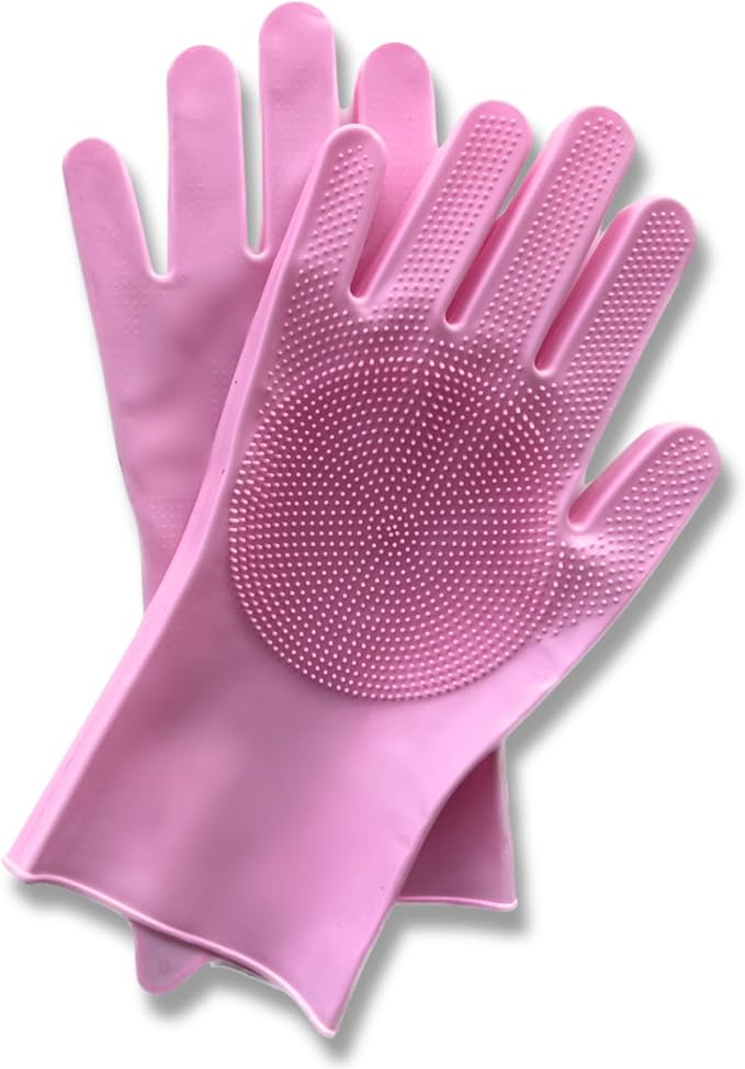 Grooming Gloves for Cats & Dogs - Pet Hair Removal Glove, Silicone Brush for Dog or Cat Washing, Puppy Bath Supplies for Shedding Cleaning Bathing & Massage, Fur Remover Mitt, Shower Shampoo Scrub