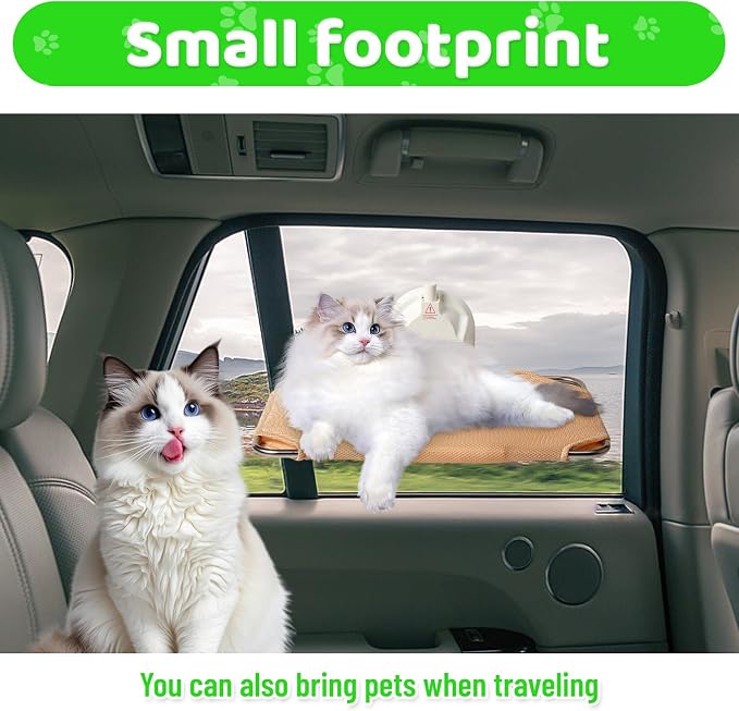 Foldable Cat Window Perch for RV, Heavy Duty Mesh Hammock for Indoor | Space-Saving Foldable Design, Heavy-Duty Suction & Support,Breathable All-Season Mesh