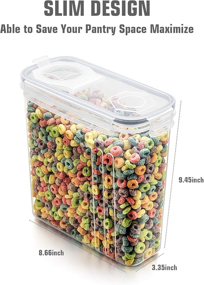 Wildone Cereal Storage Containers Set, Large BPA Free Plastic Airtight Food Storage Containers 4L /135.3oz for Flour, Sugar, 6 Piece Set Cereal Dispensers with 20 Labels & Marker, Grey