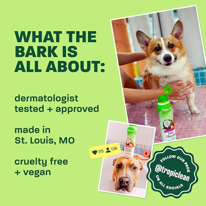 TropiClean Itch Relief Dog Shampoo, Pineapple Scent, 20oz | Powerful Odor Control | Long-Lasting Pineapple Scent | Puppy & Cat Safe | Made in USA