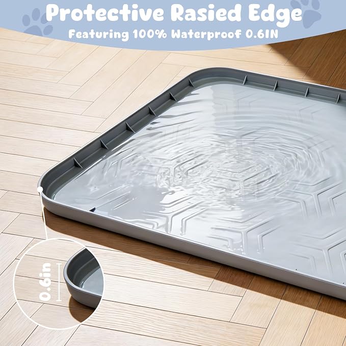 Cat Litter Box Mat, 40"*28" Large Silicone Cat Litter Trapping Mat | Non-Slip Gray Kitty Litter Mat for Indoor Cats, Waterproof Pet Food Mats Easy to Clean & Soft on Kitty Paws