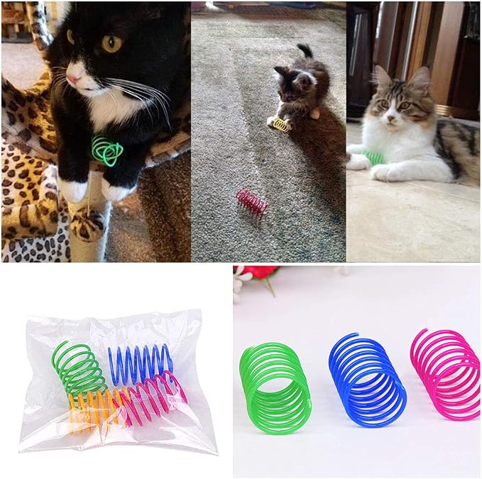Andiker 12PCS Cat Springs &10 PCS 2.36in Cat Crinkle Balls Cat Toy for Indoor Cats