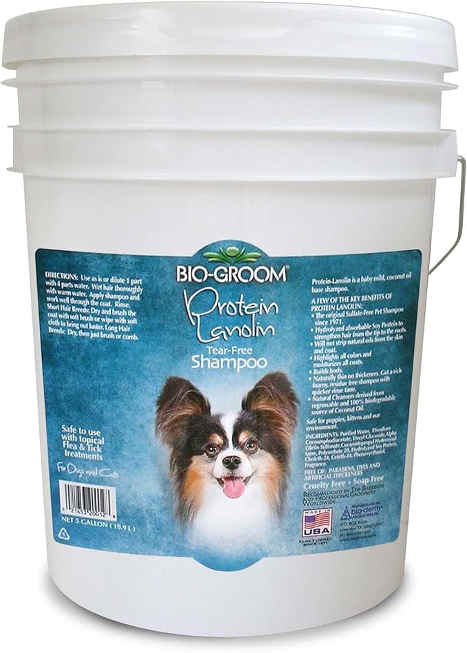 Bio-Groom Protein Lanolin Dog Shampoo - Tear-Free Pet Shampoo, Dog Bathing Supplies, Puppy Wash, Cat & Dog Grooming Supplies, Cruelty-Free, Made in USA, Tearless Dog Products - 5 Gallons | Dog Bathing Supplies, Puppy Wash, Cat & Grooming Supplies, Crue...