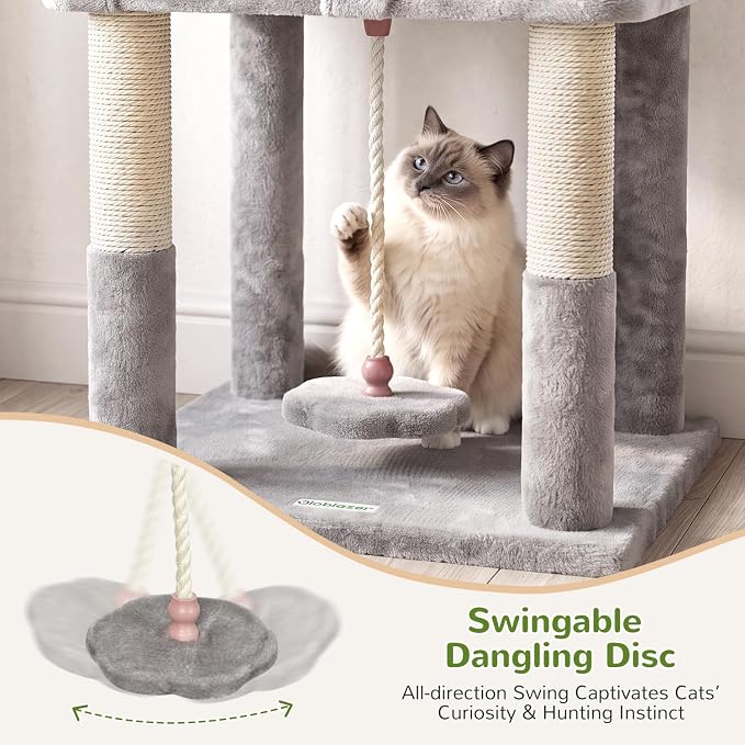 Globlazer 75in Tall Cat Tree Tower for Indoor Cats, F75B, Beige | Large Cat Tree for Indoor Cats Large Adult, Multi-Level Cat Tower with 7 Scratching Posts, 2 Cat Condos, 2 Top Perches