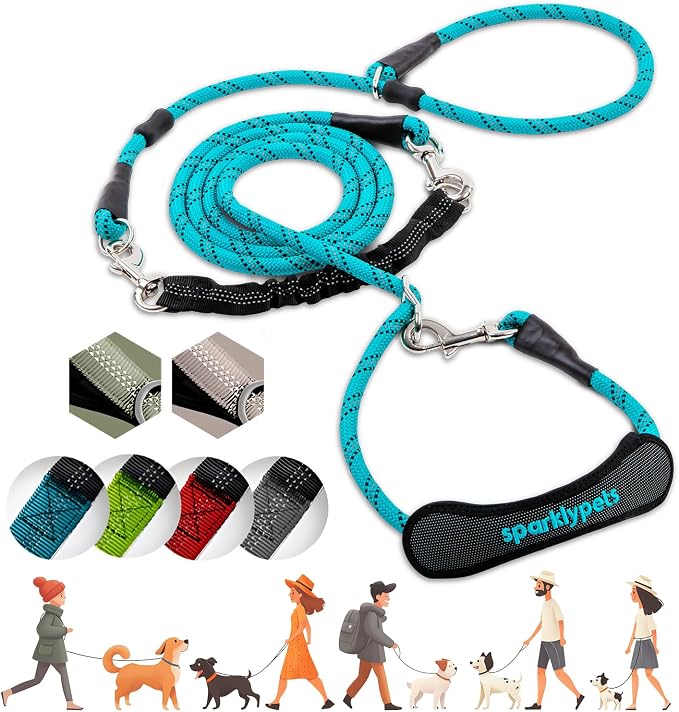 SparklyPets - Bungee Rope Handsfree Leash for 1 Dog - Demovable Slip Lead - Waist or Hip Belt Leash for Dog Walking, Running, Carnicross - Medium & Large Breeds