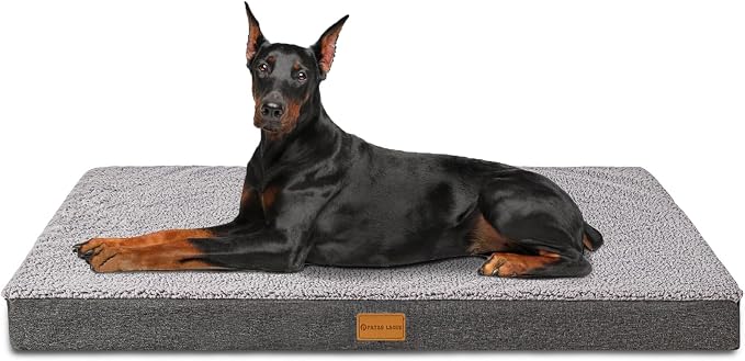 Patas Lague Orthopedic Large Dog Bed Washable Pet Sofa Mat 56''X40'' Grey | Egg-Crate Foam Dog Couch For Large Sized Dogs, Waterproof Removable Cover, Soft Pet Crate Bed With Nonskid Bottom