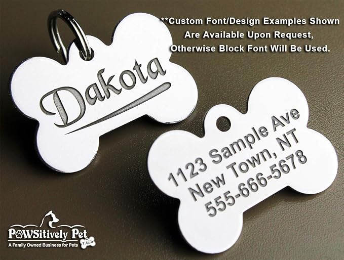 DEEP Engraved Premium Dog & Cat ID Tag – Personalized, Stainless Steel, Long-Lasting Durability - XL Bone 1-1/3"x2 (2-Side Engraving)