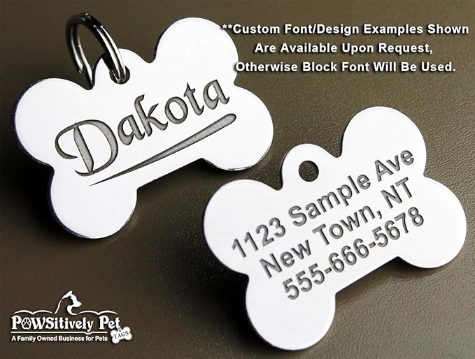 DEEP Engraved Premium Dog & Cat ID Tag – Personalized, Stainless Steel, Long-Lasting Durability - Rectangle 7/8" x1-1/4 (2-Side Engraving)