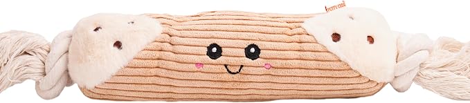 Squeaky Dog Plush Toy, Bakery Bite_Stick Collection, 12", for Various Sized Dogs (Cannoli, Large)