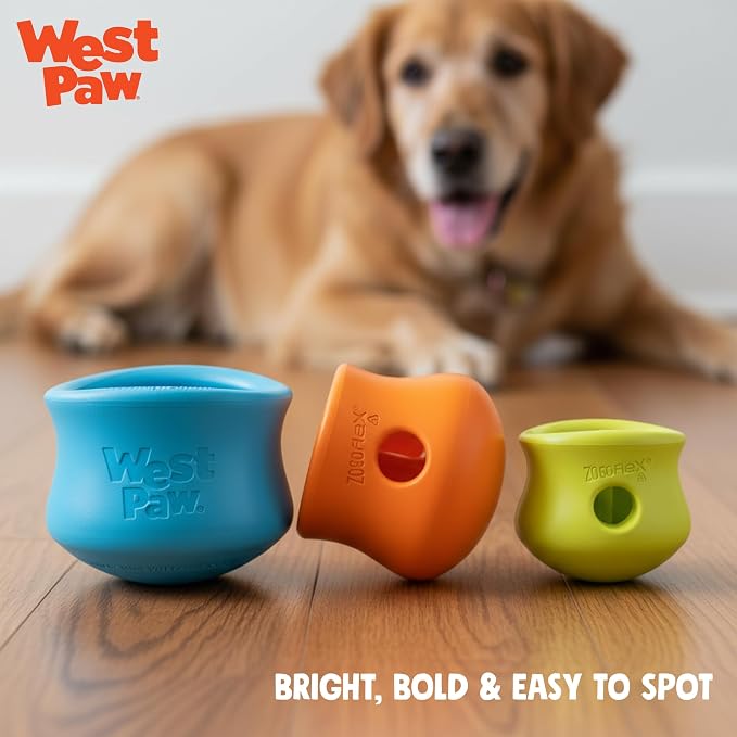 West Paw Zogoflex Toppl Interactive Treat Dispensing Puzzle Dog Toy for Mental Stimulation & Enrichment-Holds Kibble & Treats-Lickable, Freezable & Dishwasher Safe-Made in USA-Large-Granny Smith Green