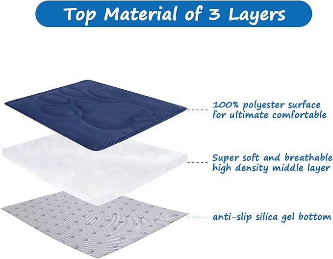 Dog Crate Pad(23"x 36"),Washable Crate Mat with Anti-Slip Bottom | Dog Mats for Sleeping, Breathable Kennel Pad,Dark Colored to Hide Stains, Navy