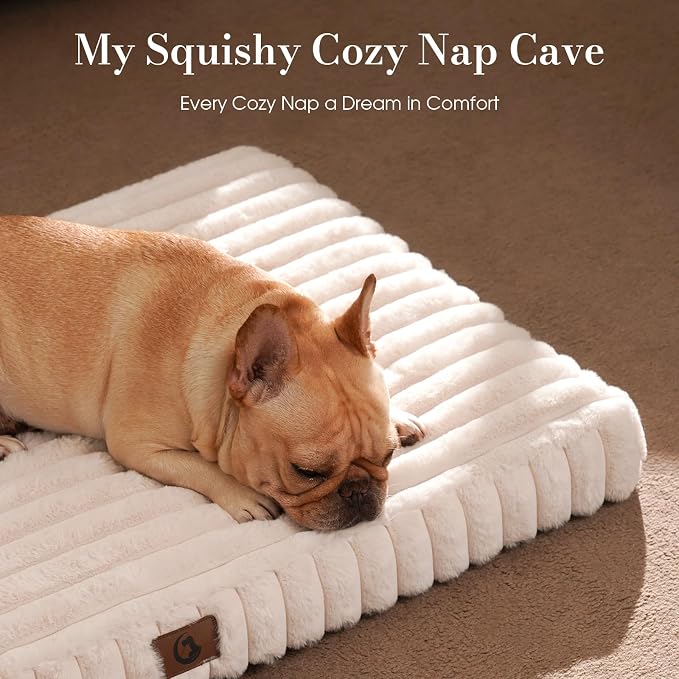Orthopedic Dog Bed Medium Size Dog, Pet Beds with Waterproof Lining, Soft Short Plush Surface & Egg Crate Foam, Machine Washable Pet Mat with Removable Cover & Anti Slip Bottom