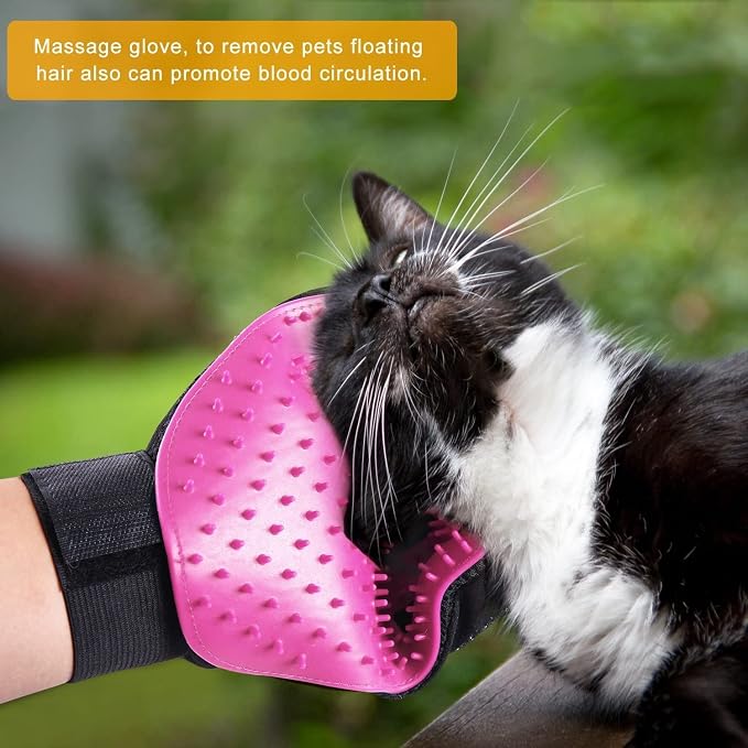 BYETOO Pet Dog Cat Grooming Glove with 261Tips,Gentle Deshedding Brush Glove,Efficient Pet Hair Remover Mitt,Massage Tool with Enhanced Five Finger Design,for Dog,Cat,Rabbit,Horse with Long/Short Fur