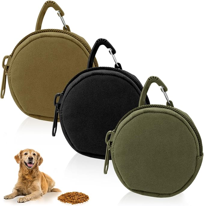 Yitexin 3 Pieces Waterproof Dog Training Treat Pouch with Clip & Zipper, Pocket Sized Dog Treat Bag, Portable Puppy Bait Reward Pouch for Pet Leash Walking Traveling Indoor Outdoor Use (3pcs)