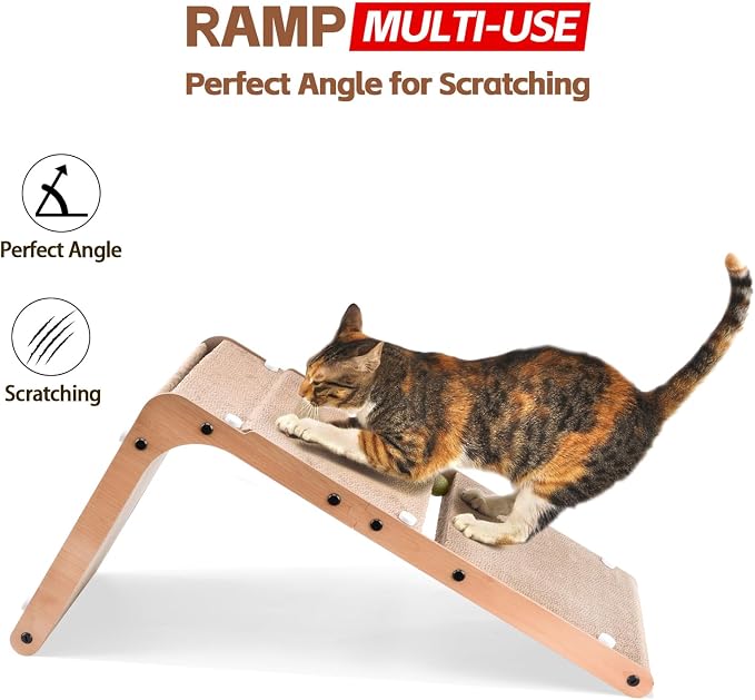 AUSCAT L-Shape Cardboard Cat Scratcher, 27.2 Inch Vertical Cardboard Scratcher for Indoor Cats with 2 Built-in Toy Balls