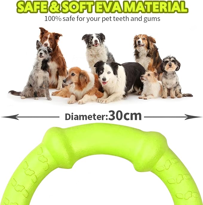 LaRoo Dog Ring Toy, Durable Soft Flying Disc, Thickened, Floatable Pool Toy for Medium Large Dogs, Interactive Tug of War & Fetch Toy for Outdoor Training, Teeth Cleaning & Exercise (Green-11.8inch)