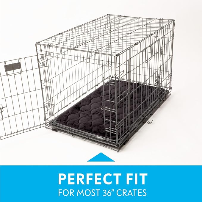 Paw Inspired Washable Padded Crate Mats for Dogs, Gray, 35x22 Inch | Fits 36-inch Kennels, Leakproof, Waterproof Bottom, Plush Dog Pad, Pet Bed