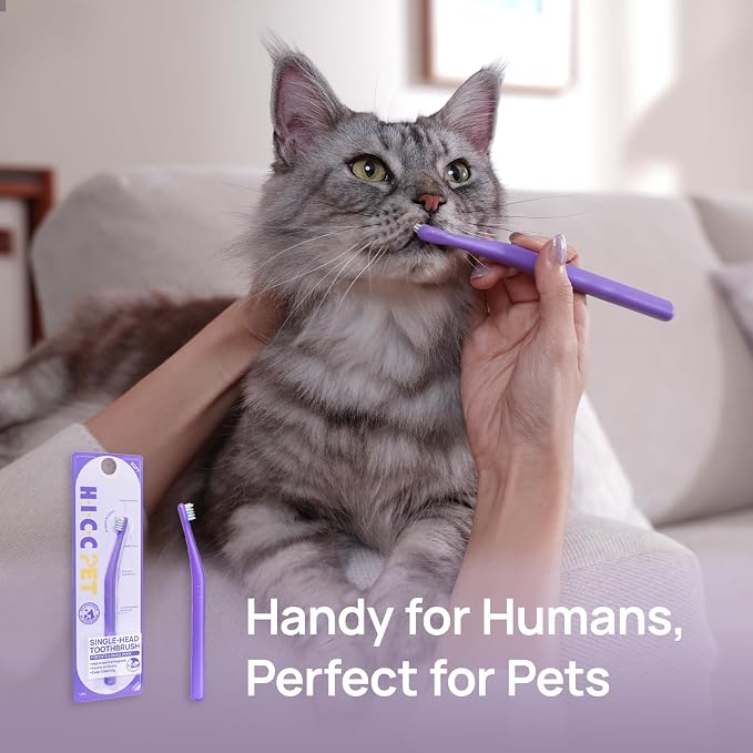 HICC PET Toothbrush for Cats & Small Dogs,Ergonomic Pet Toothbrush for Easy Teeth Cleaning,Gentle on Gums, Cat & Dog Oral Care – Toothpaste Not Included