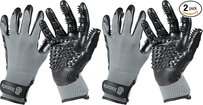 Pet Grooming Gloves - Patented #1 Ranked, Award Winning Shedding, Bathing, & Hair Remover Gloves - Gentle Brush for Cats, Dogs, and Horses (Grey, Medium) (Pack of 2)