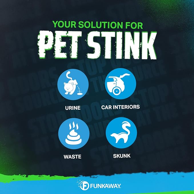 FunkAway Pet Stain & Odor Eliminator Spray, 16 oz., Fresh & Neutral Scent, The Extreme Pet Stain & Odor Eliminator for Houses, Cars, SUVs, RVs and Boats, Alcohol-Free Formula