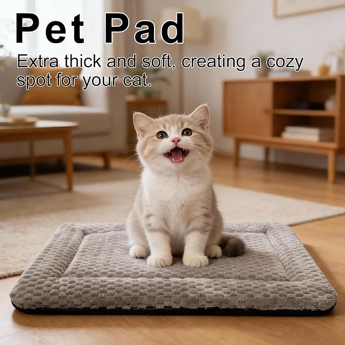 Dog Bed Mat – Soft & Comfortable Dog Kennel Pad for Crate – Durable Crate Bed & Mat for Dogs & Cats (Light Gray, XS(18"*14"*1.5"))