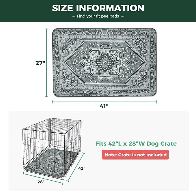FXW Washable Pee Pads for Dogs, Super Absorbent, 27" x 41", 2 Packs | Machine washable, Non-slip backing