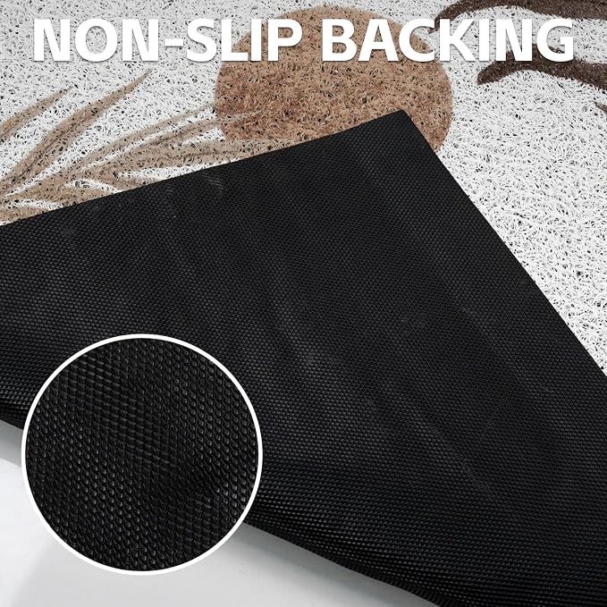 Cat Litter Mat Litter Trapping Mat, 33"x22" Waterproof Urine Proof Litter Box Mat Catcher Mat Non-Slip Washable for Kitty Kitten, Brown