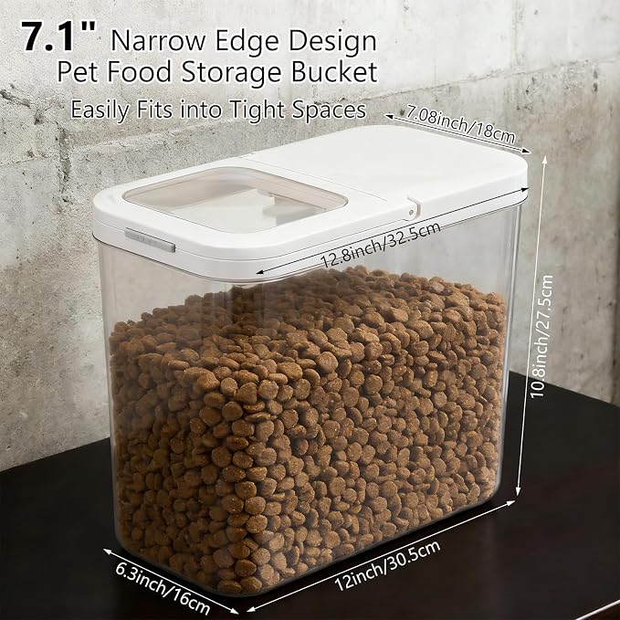 Pet Food Storage Container with Lid & Scooper 10-15lbs/12L Dog Food Storage Container Clear Airtight Cat Food Storage Container BPA Free Dog Treat Container Store Dry Food for Pantry Kitchen