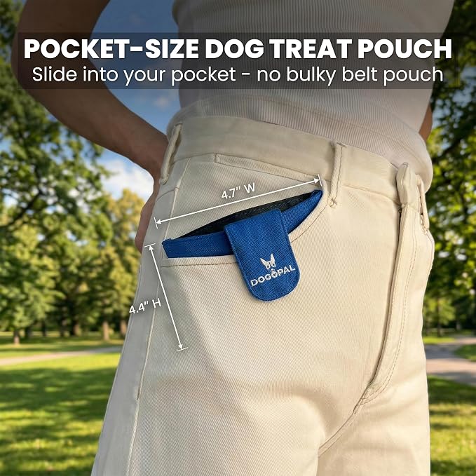 DOGOPAL Dog Treat Pouch for Training, Compact Pocket Treat Pouch with Magnetic Closure, Slim Dog Treat Bag and Treat Holder for Walks (Black)